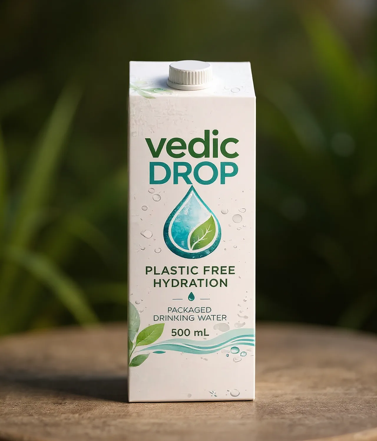 vedicDROP carton photographed in nature